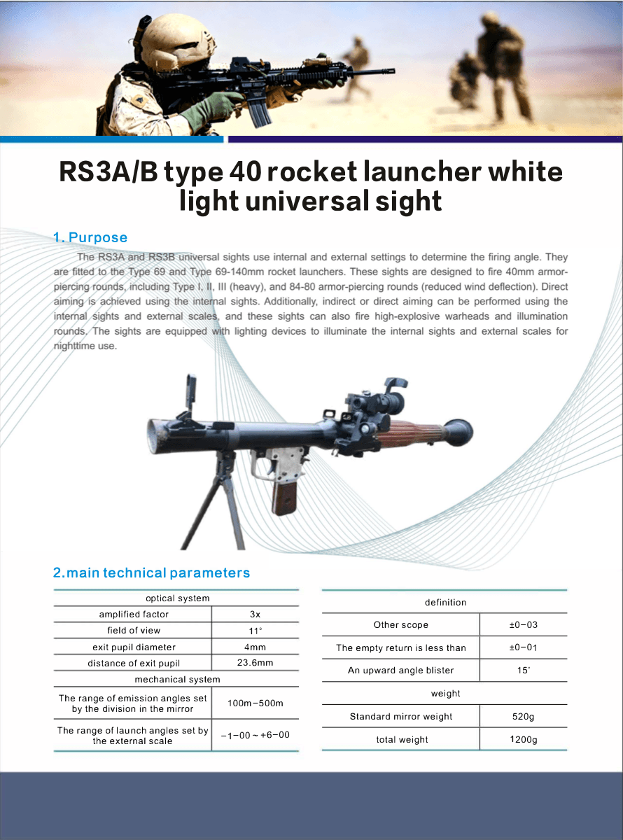 40mm rocket launcher white light universal sight product visual