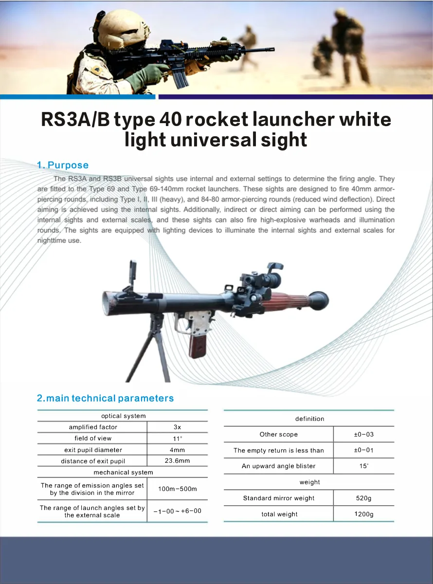 40mm rocket launcher white light universal sight