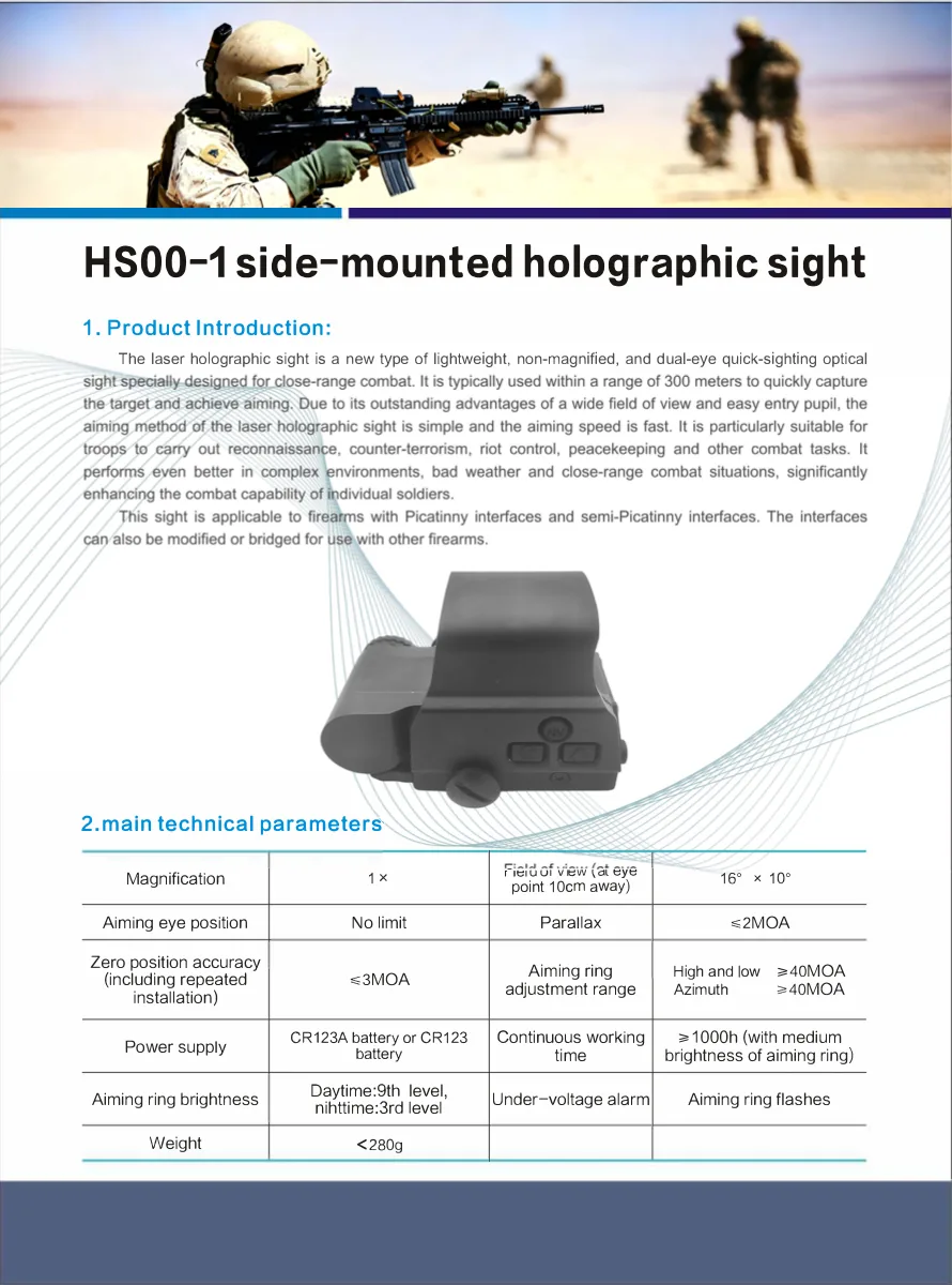 Side-mounted holographic sight